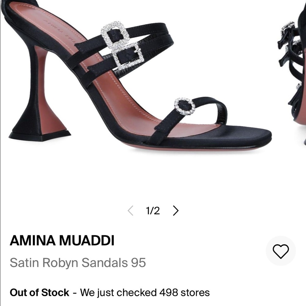 Amina Muaddi Robyn Sandal size 37.5 in black with crystals - Picture 3 of 7